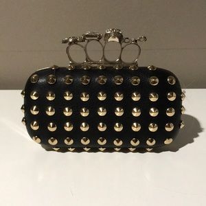 Black Clutch with gold studs